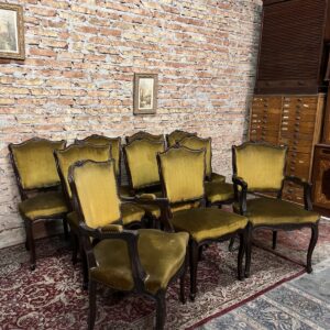 Juego de 8 sillas y 2 sillones de cabecera francés Luis xv