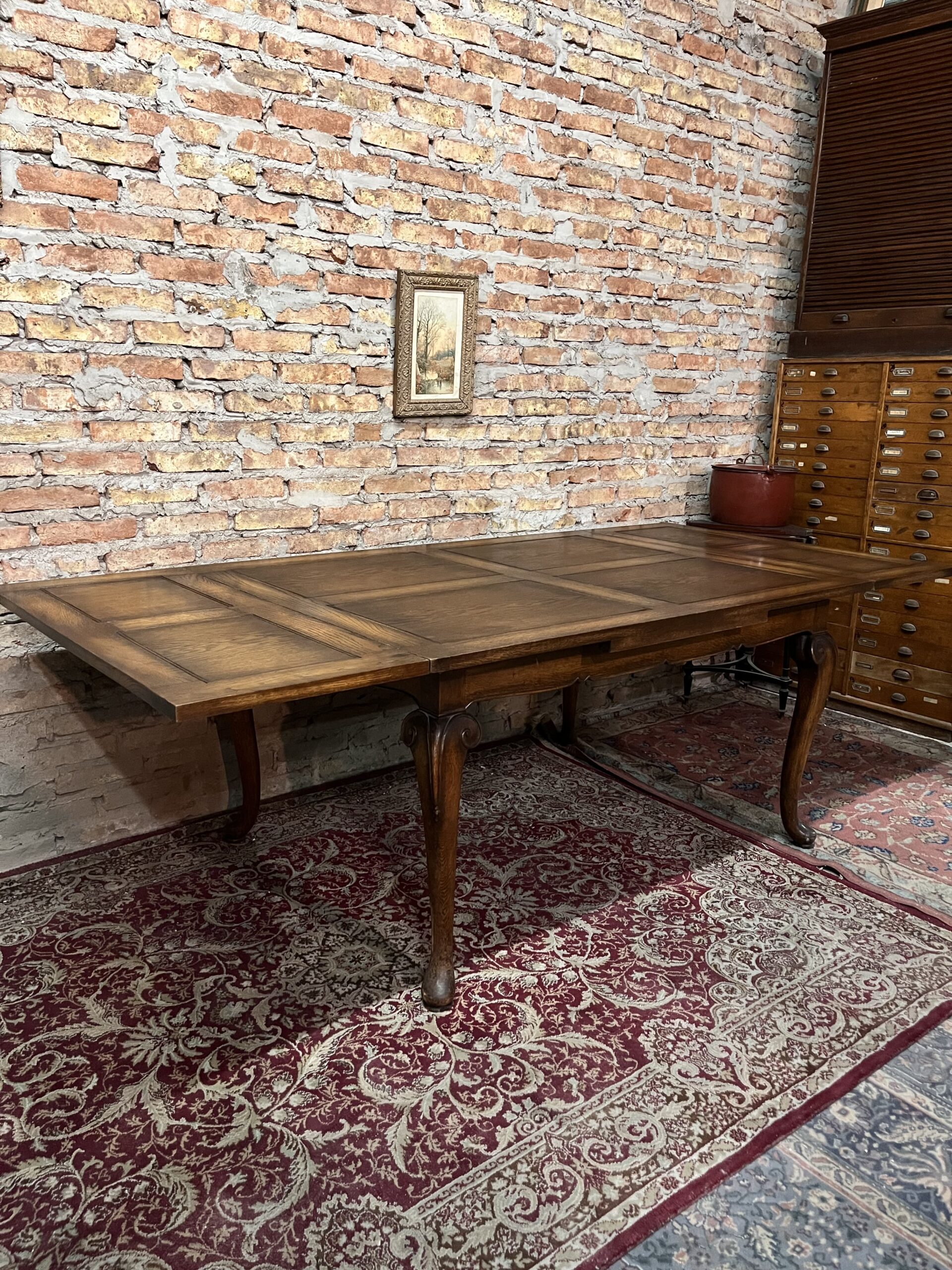 Mesa de comedor en roble de Eslavonia doble tire muy poco vista - Imagen 2