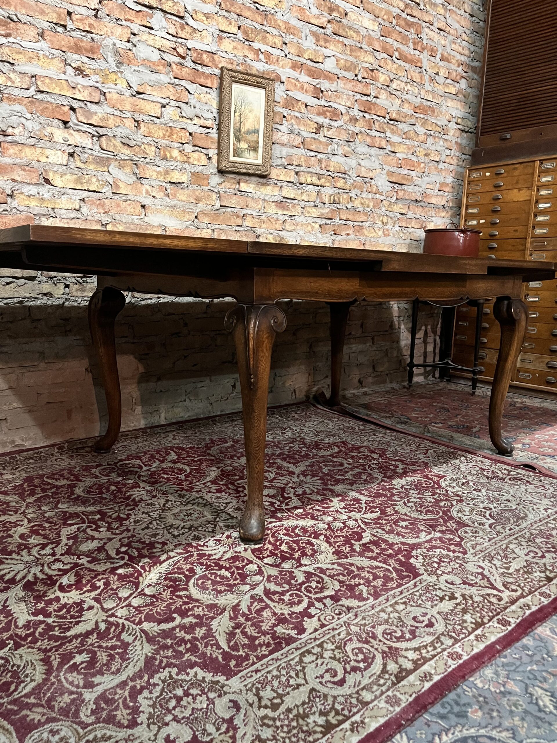 Mesa de comedor en roble de Eslavonia doble tire muy poco vista - Imagen 3