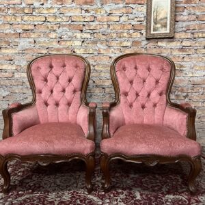 Par de sillones francés capitoné de primera calidad