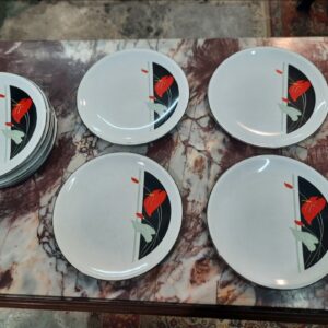 10 platos blancos de postre en porcelana nacional