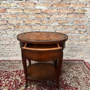 Mesa de sala/dormitorio oval francés con cajón