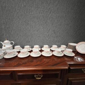 Juego de té tsuji sellado para 12 personas, mas el juego de bandeja y platos de masas postre para 12