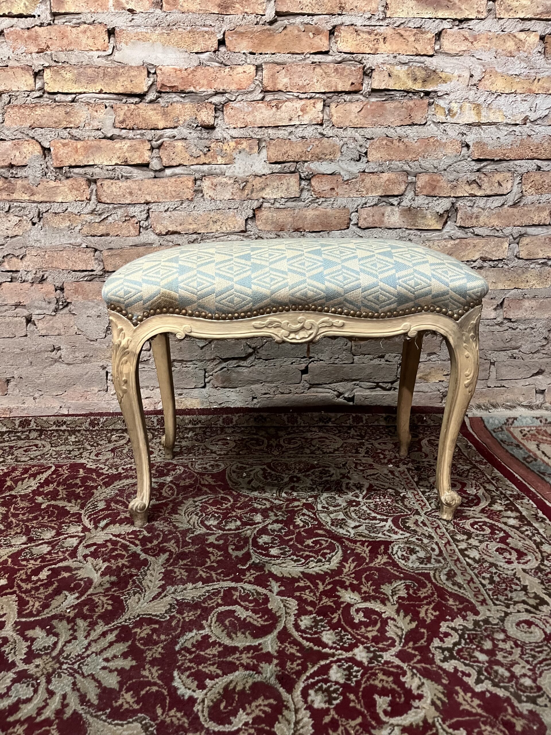 banqueta francesa Luis xv patinada con su tela original