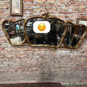 espejo tríptico de comedor francés dorado a la hoja