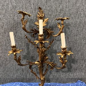 aplique de pared frances en bronce macizo en dorado