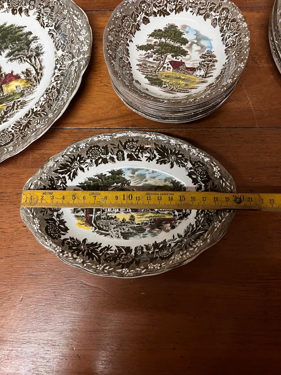 juego de vajilla antiguo ingles con ilustraciones campestres - Imagen 7