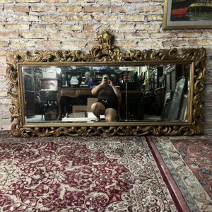 espejo francés Luis xv de comedor biselado antiguo en madera dorado a la hoja