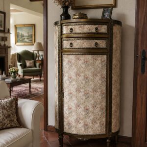 mueble auxiliar tambor francés dorado a la hoja