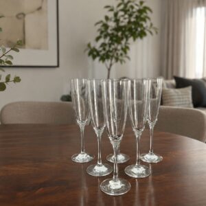 juego de seis copas de champagne en cristal sellada