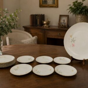 juego de porcelana antiguo alemán bavaria con delicado diseño floral y fino dorado