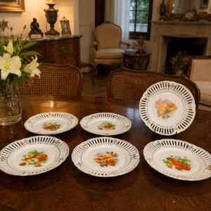 juego de seis platos antiguos en porcelana Bavaria
