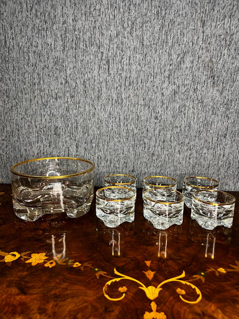 juego de whisky de cristal con guarda dorada - Imagen 3
