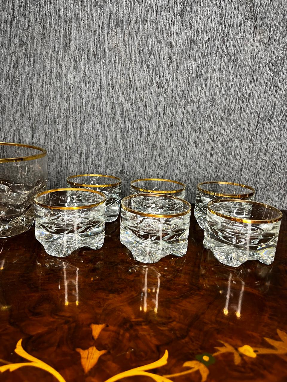 juego de whisky de cristal con guarda dorada - Imagen 4