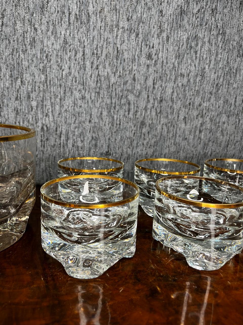 juego de whisky de cristal con guarda dorada - Imagen 5