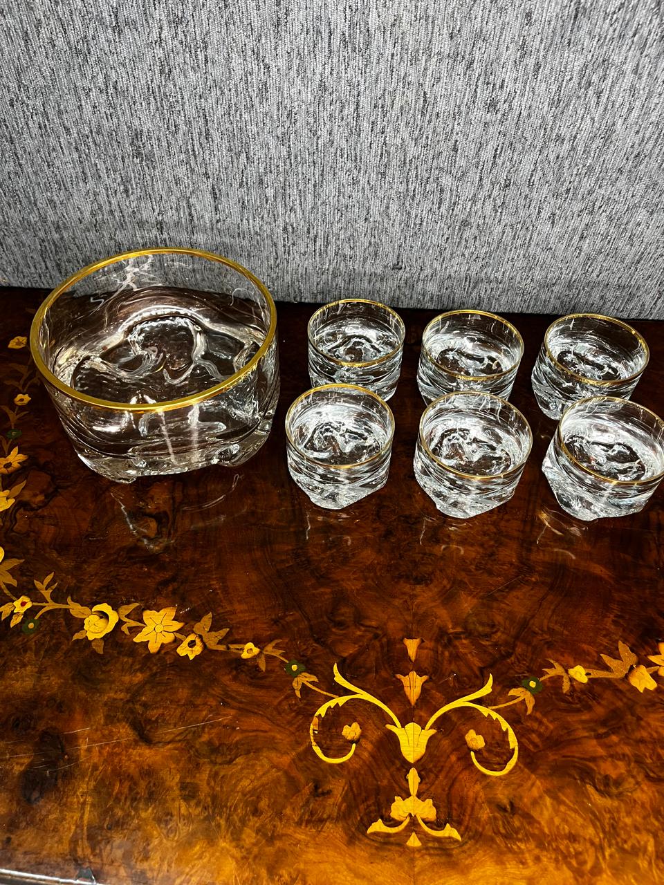 juego de whisky de cristal con guarda dorada - Imagen 2